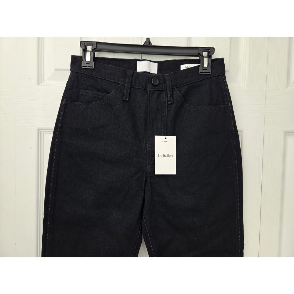 FRAME Le Italien True Straight High Rise Jeans Womens 25 Noir Black NWT $338 - Picture 2 of 12